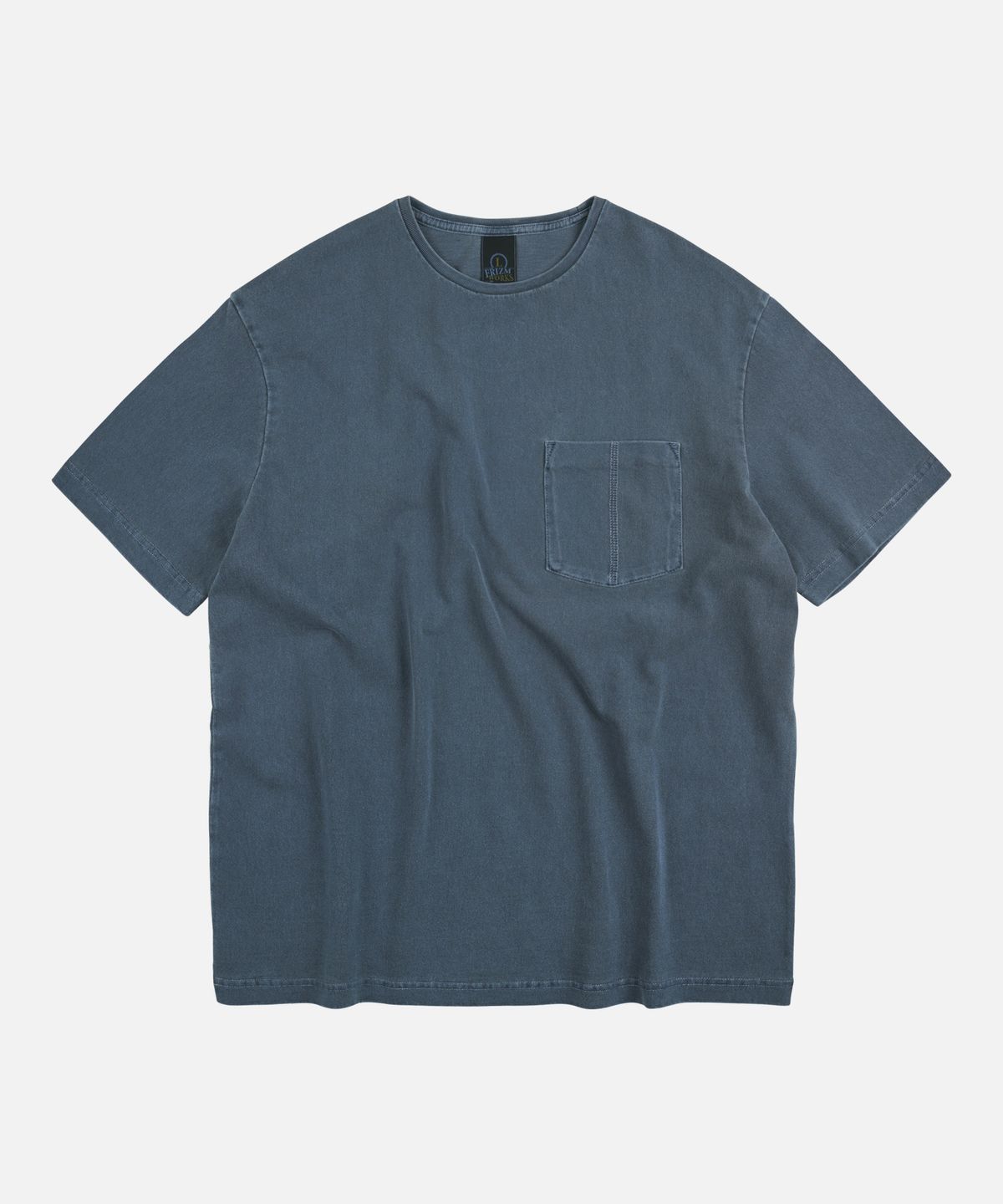 프리즘웍스(FRIZMWORKS) COVER STITCH PIGMENT DYEING TEE _ NAVY