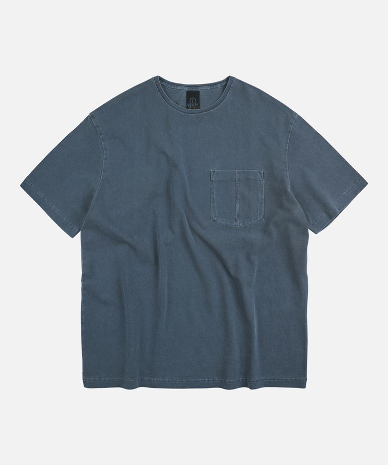 COVER STITCH PIGMENT DYEING TEE _ NAVY