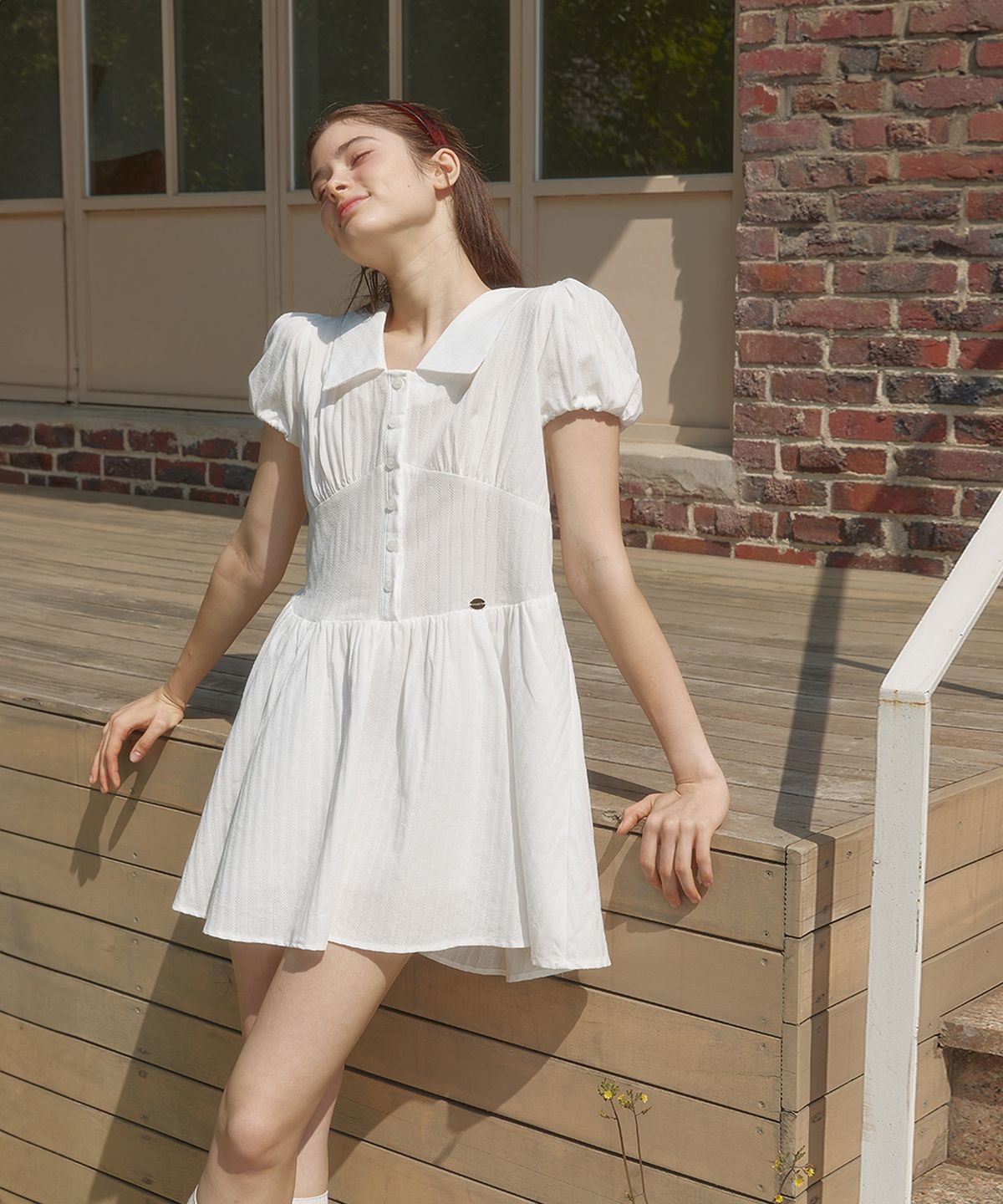 아노에틱(ANOETIC) ANC HEIDI PUFF SLEEVE DRESS_WHITE