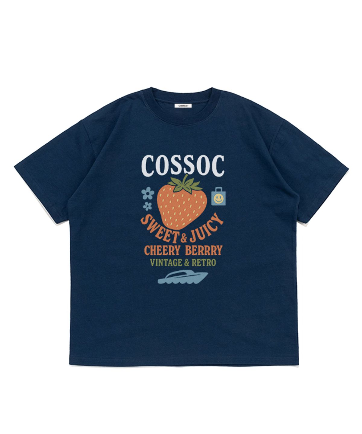 코소(COSO) 쥬시 레트로 반팔 티셔츠 (NAVY)