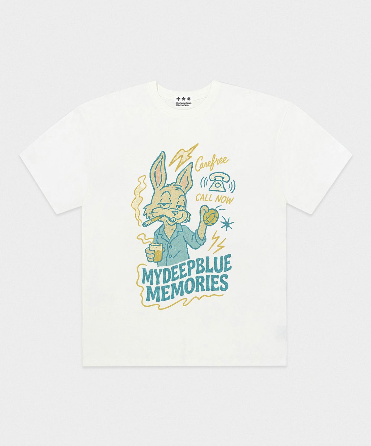 마이딥블루메모리즈(MY DEEP BLUE MEMORIES) MIDDLE-AGED RABBIT OVER TEE (WHITE)