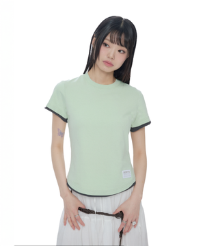 세미크롭 레이어드 Roll-Up 반팔티 [민트]