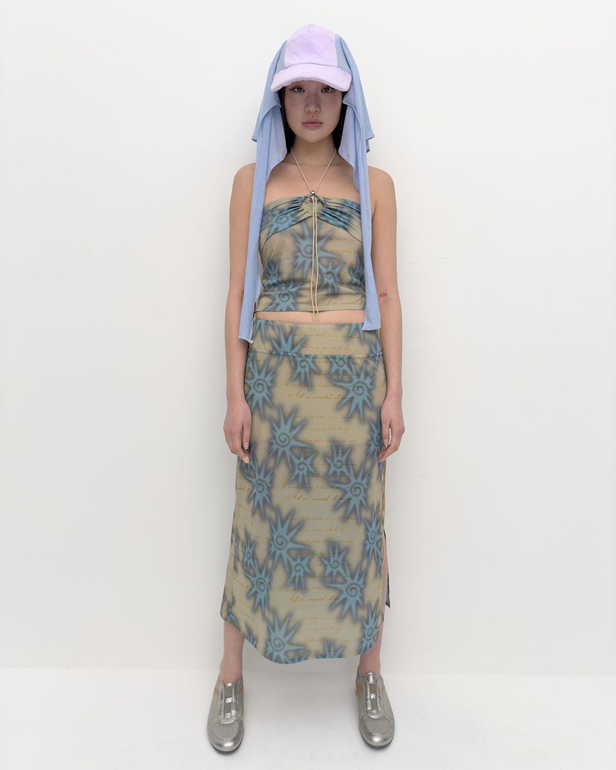퓨레(PUREE) Mural mesh skirt Sand