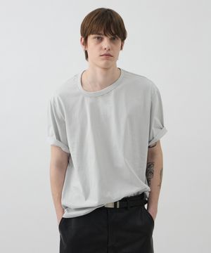 UNBALANCED NECK SHORT TOP - LIGHT GERY