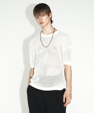 무궁 프린팅 크로셰 하프 니트_아이보리