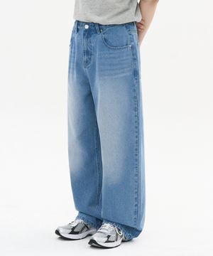 딥 워싱 와이드 데님 팬츠  (BLUE)