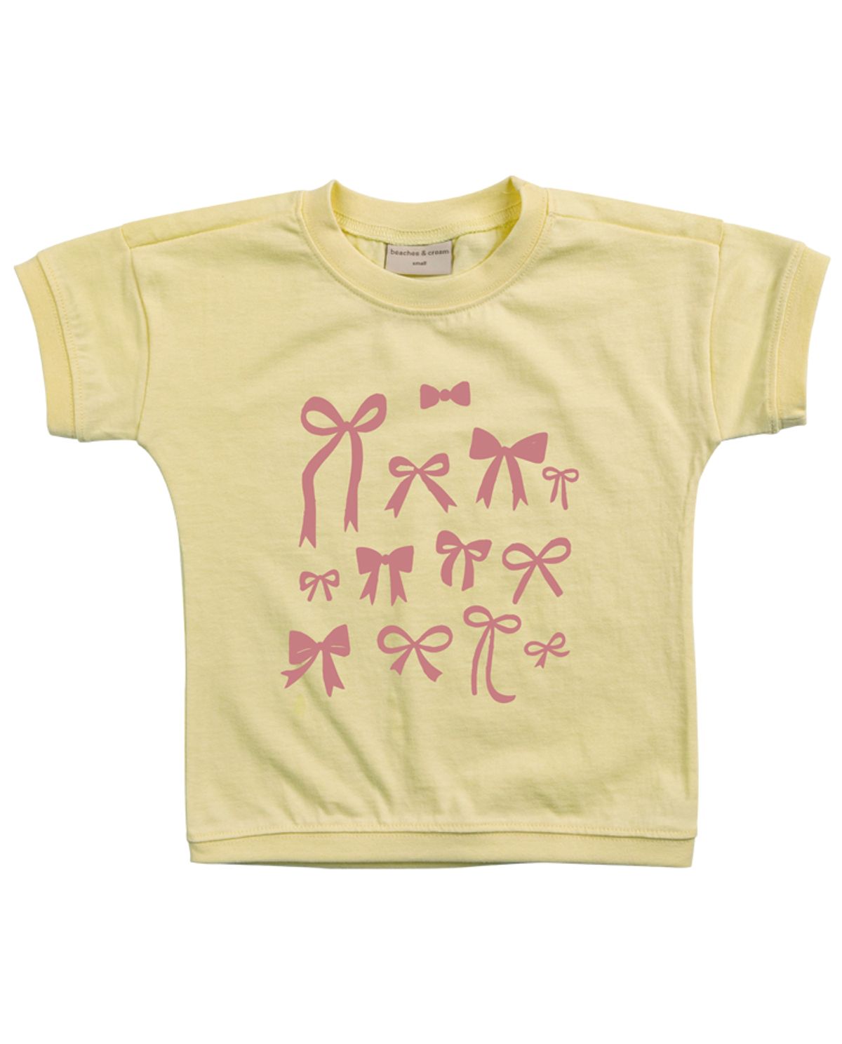 비치스앤 크림 키즈(BEACHESAND CREAM KIDS) 리본 반팔 티셔츠-크림레몬(ribbon half-sleeve T-shirt cream lemon)
