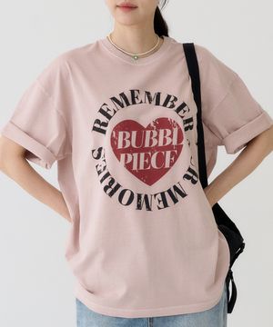 하트 써클 피그먼트 티셔츠_인디핑크