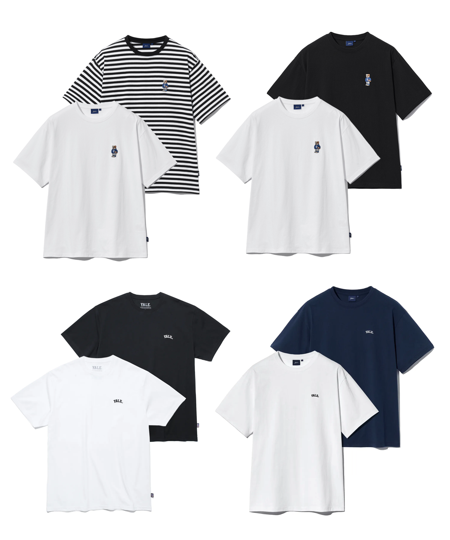 ☆YALE☆ 2PACK EMBROIDERY DAN TSHIRT WHITE BLACK YEM9SS301A MUSINSA | YALE 2PACK T-SHIRT (5 style)