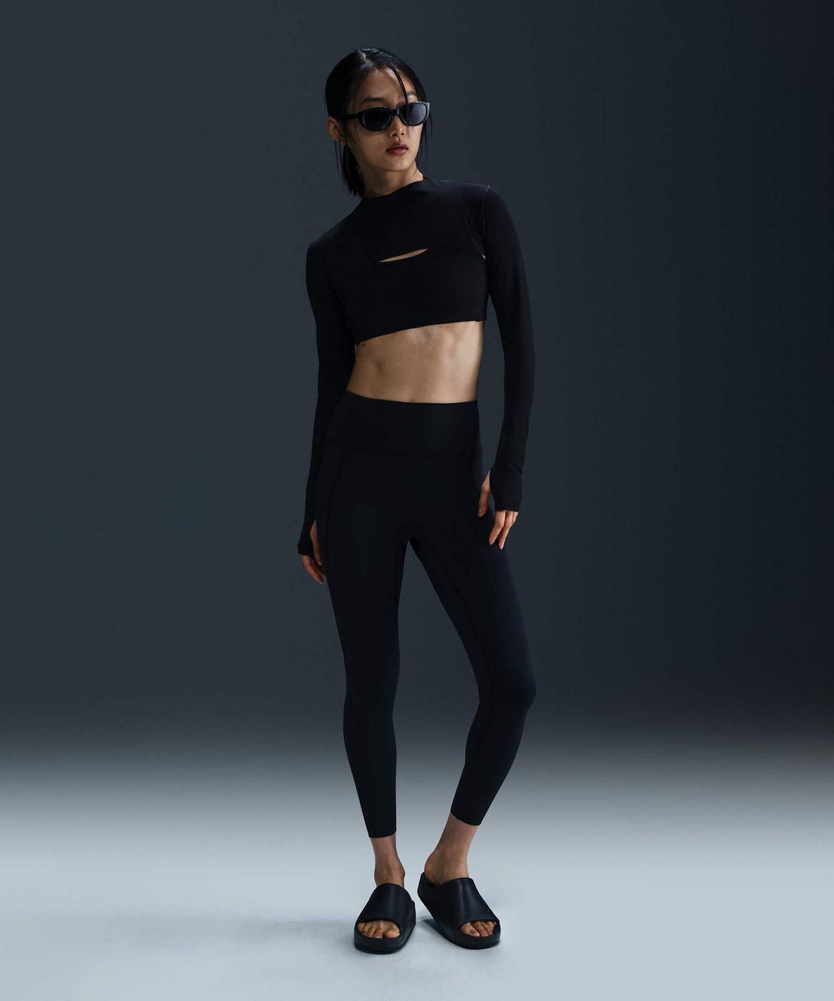 나이키(NIKE) 유니버사 미디엄 서포트 하이웨이스트 7/8 포켓 레깅스 W - 블랙:앤트러사이트:다크 스모크 그레이 / HQ6814-010