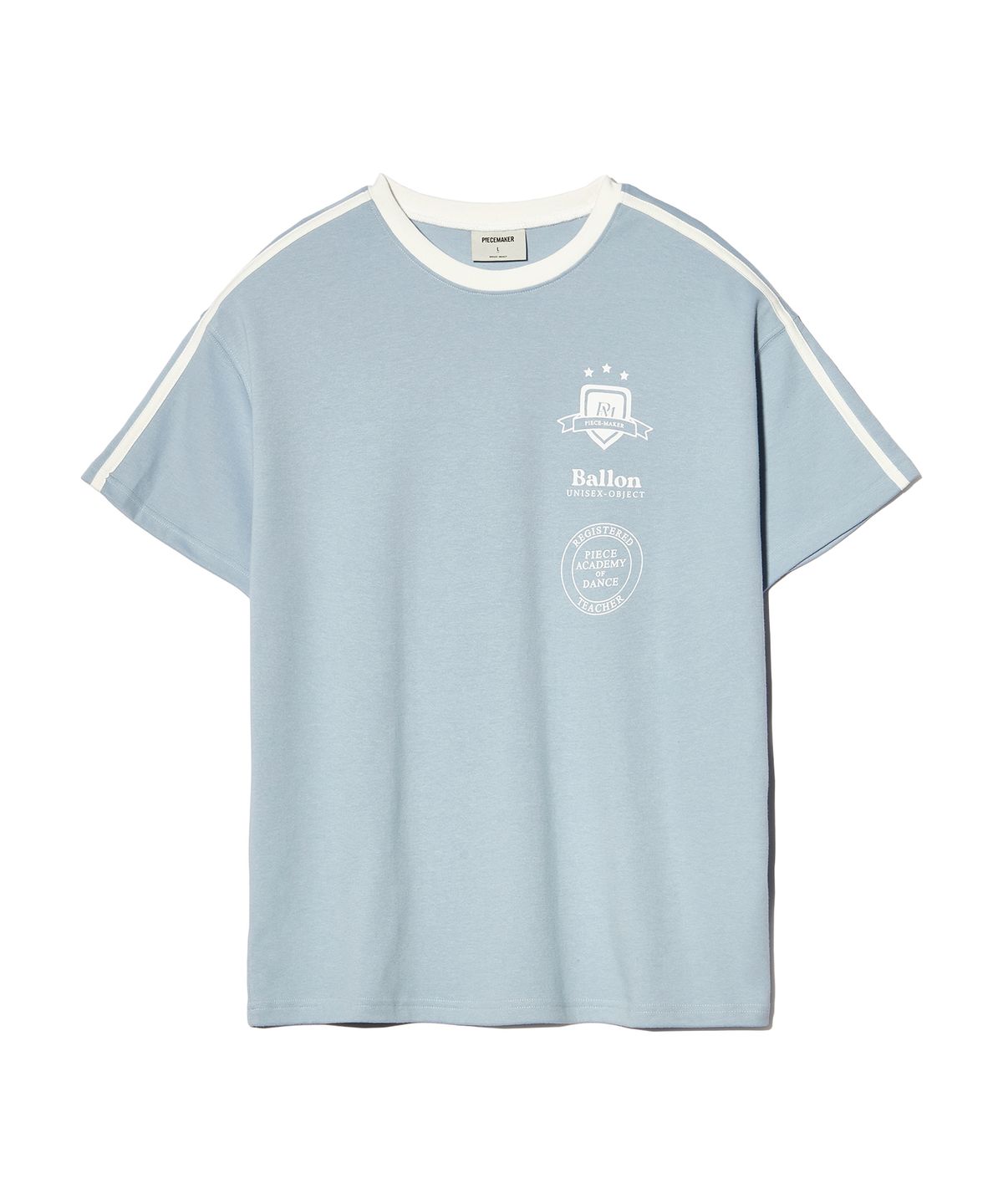 피스메이커(PIECE MAKER) [2TYPE] TRACK JERSEY HEAVY COTTON TEE (SKY BLUE)
