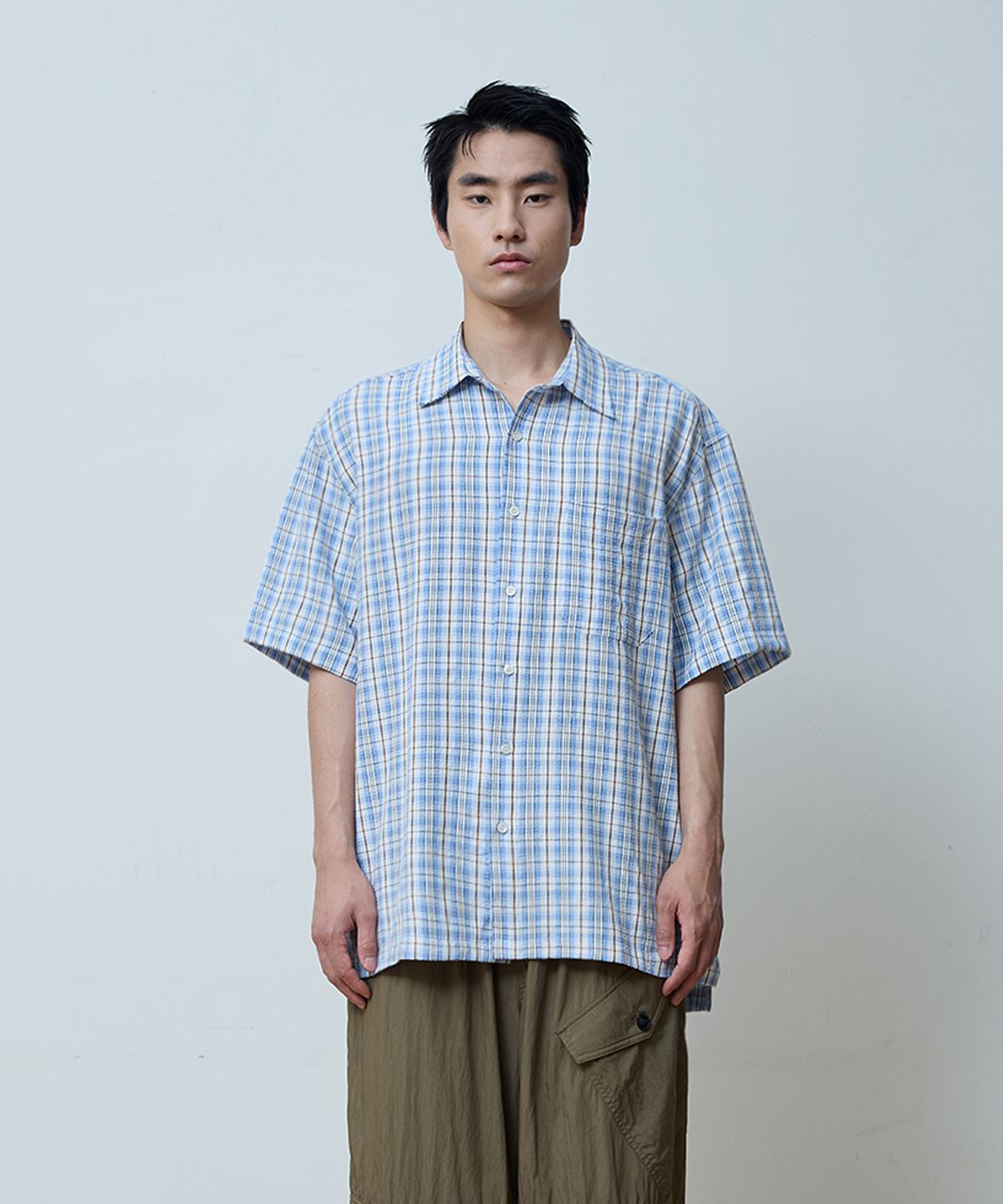 발루트(BALLUTE) SUMMER GRID CHECK SHIRTS (SKY BLUE)
