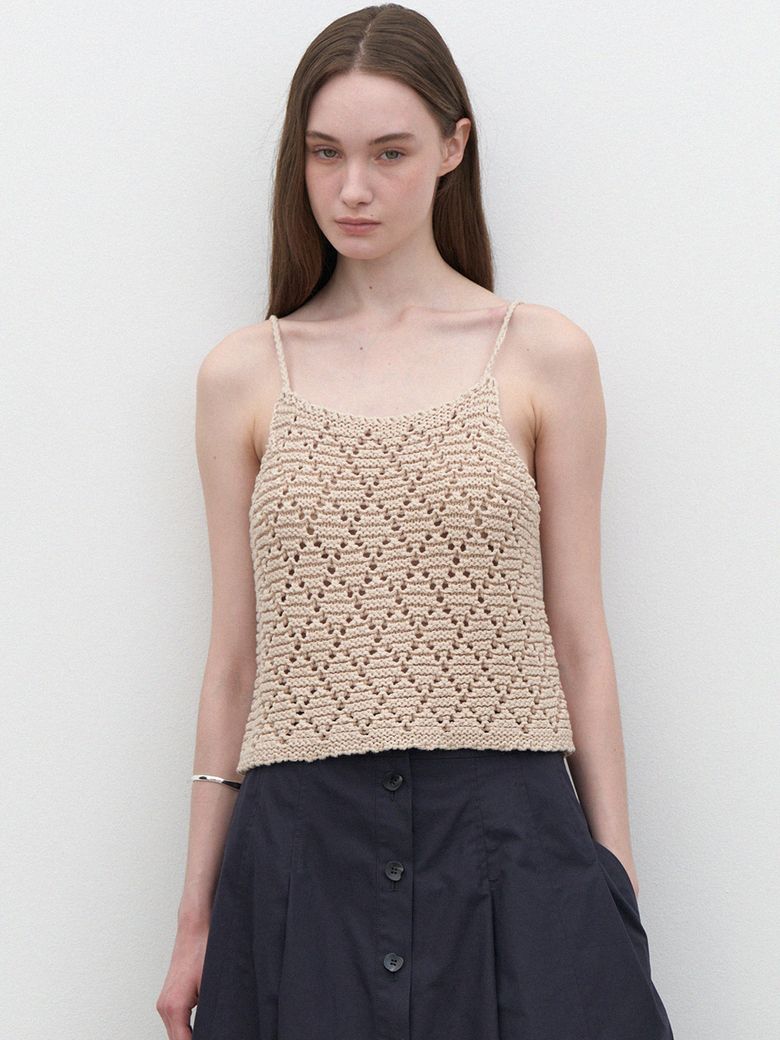 Crochet bustier knitted top (beige)