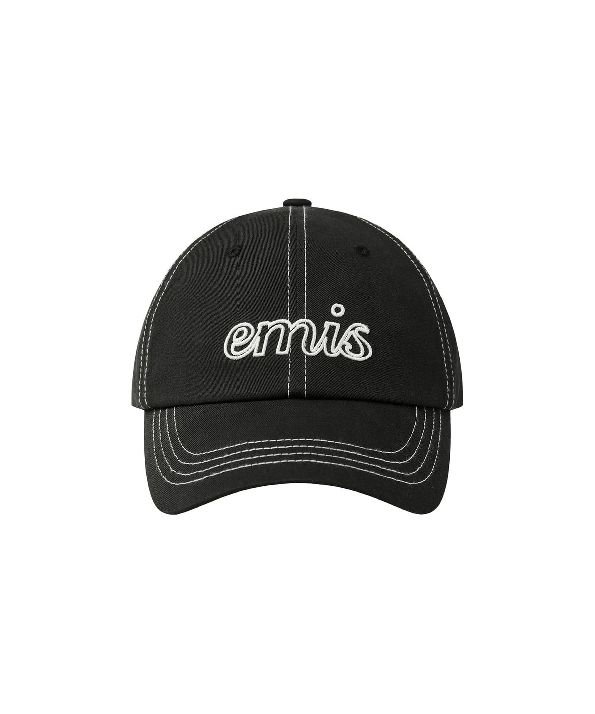 이미스(EMIS) LETTERING LOGO WHITE STITCH BALL CAP-BLACK