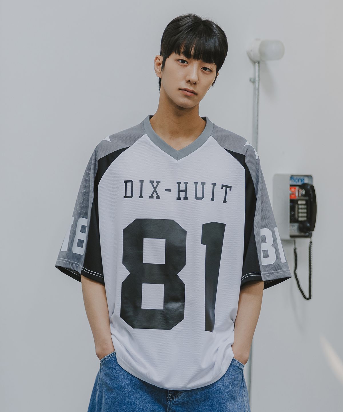 앨빈클로(ALVINCLO) 래글런 럭비 오버핏 메쉬 반팔티 AST2847 (2 COLOR)