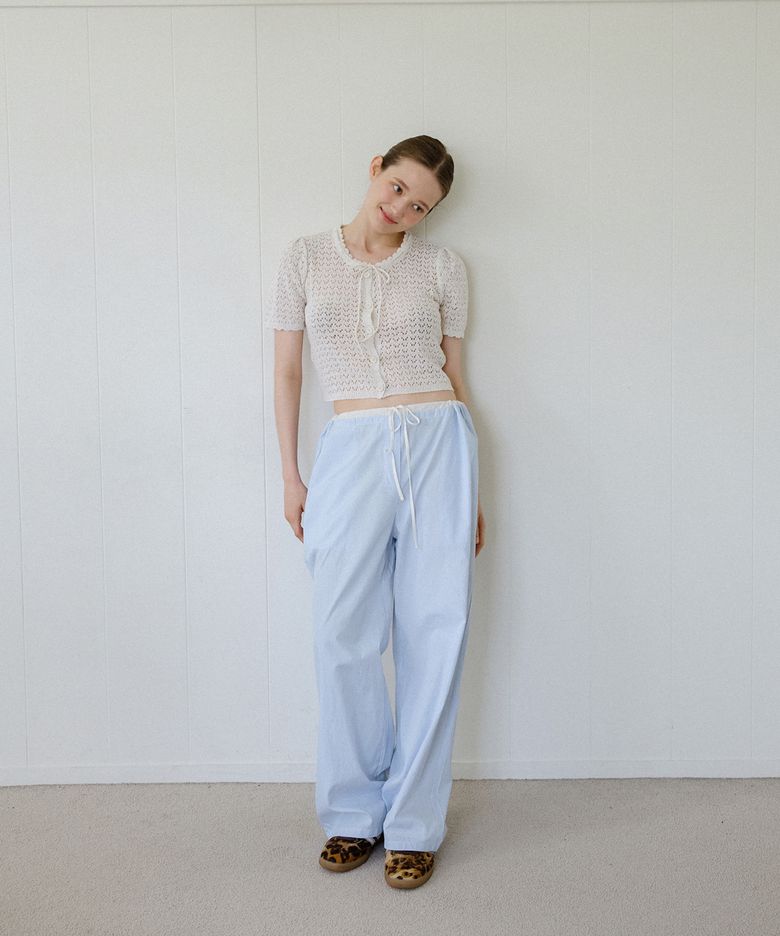 COZY STRIPE WIDE PANTS_BLUE