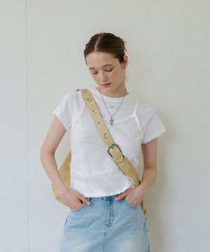 BUSTIER LAYERED T-SHIRT_DOT WHITE