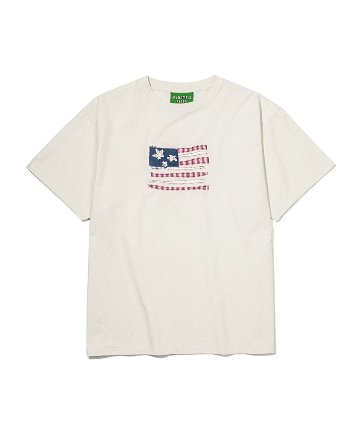 마이네임이즈피터(MYNAMEISPETER) USA FLAG APPLIQUE T-SHIRT - WHITE