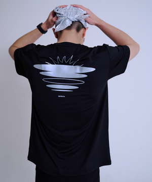 공용 선플라워 러닝 반팔 티셔츠 블랙