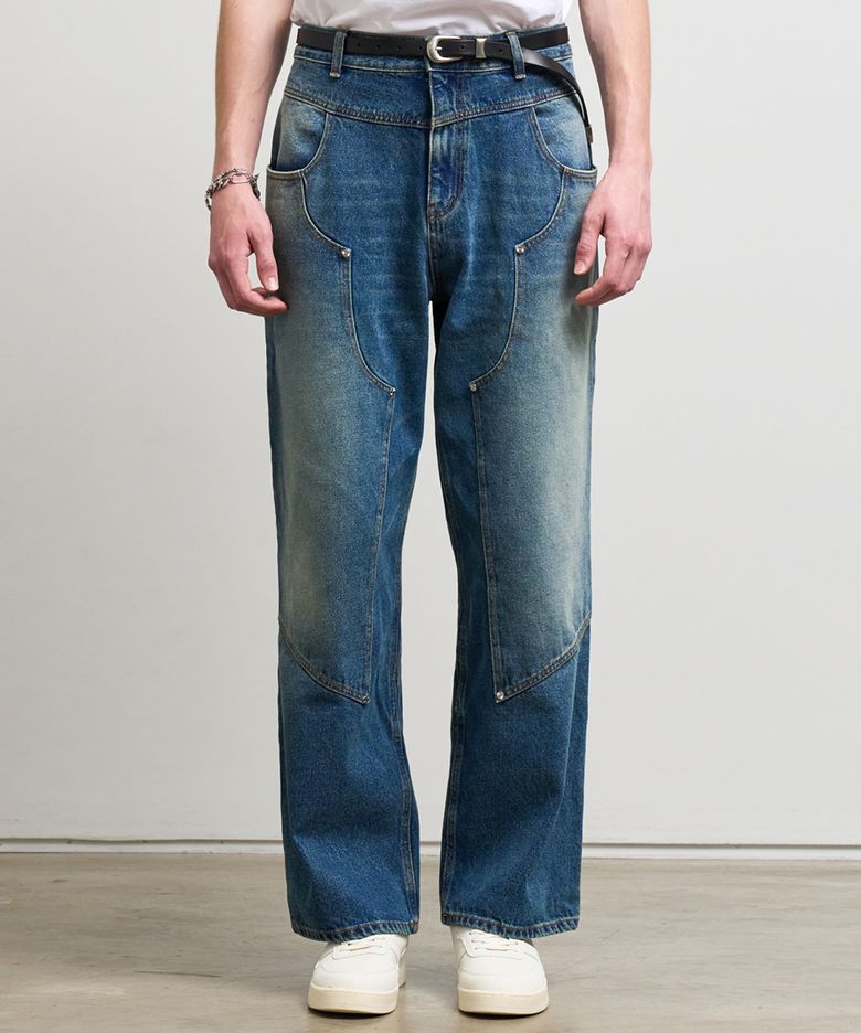 DEACON CARPENTER WIDE FIT DENIM JEANS / WASHED BLUE