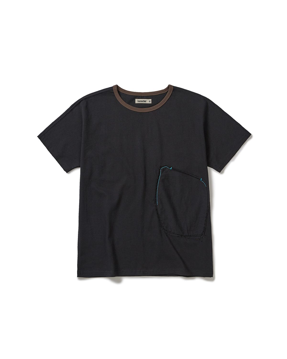 카락터(KARACTOR) Patchwork pocket half T-shirts / Dusty black