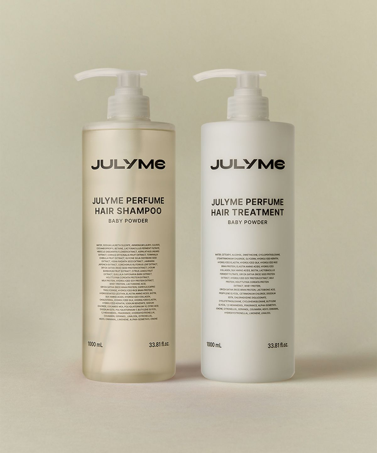 줄라이미(JULYME) 베이비파우더 퍼퓸 헤어 샴푸/트리트먼트 1000ml 2종 세트