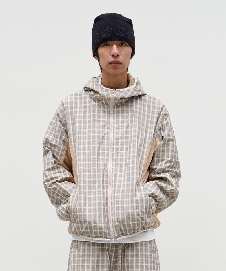 Check Nylon Mesh Windbreaker