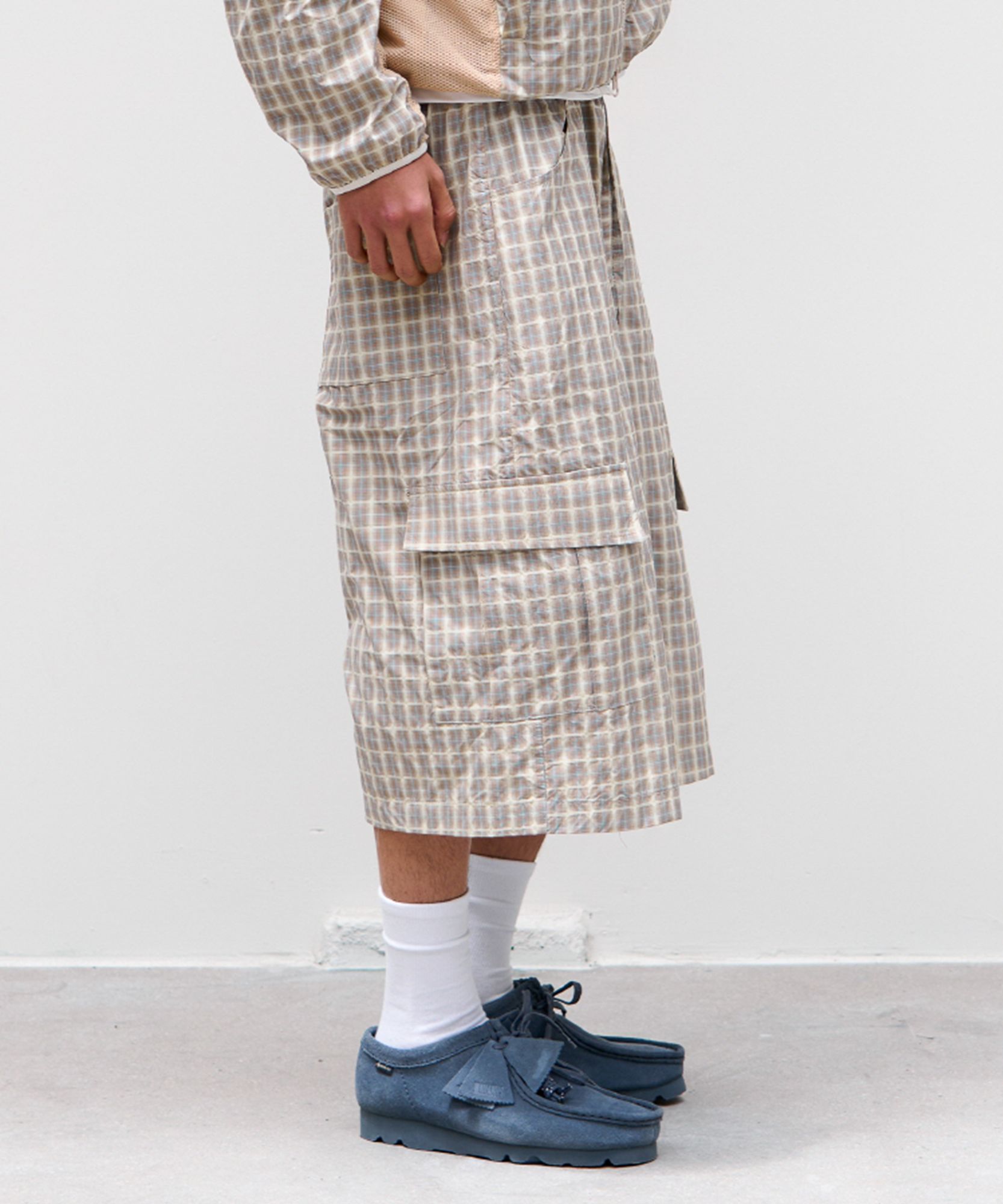 MUSINSA | 9999ARCHIVE Check Nylon Cargo Bermuda Pants