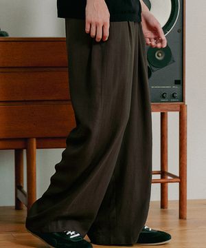 유니섹스 내추럴 와이드 팬츠 브라운