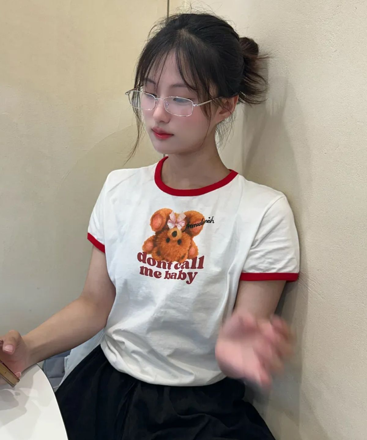 다미쉬(DAMISH) 리버스 테디 링거 티셔츠_레드