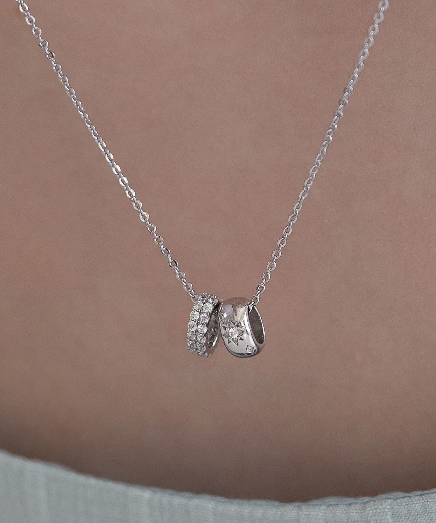 MUSINSA | TATIANA (Silver 925) Double Note Pendant Necklace