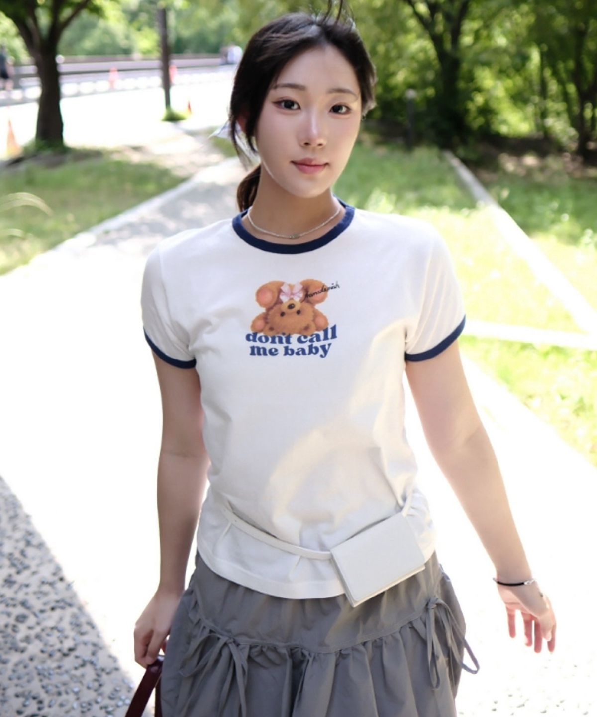 다미쉬(DAMISH) 리버스 테디 링거 티셔츠_네이비
