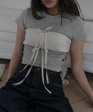 타이 버튼 레이어드 탑_크림