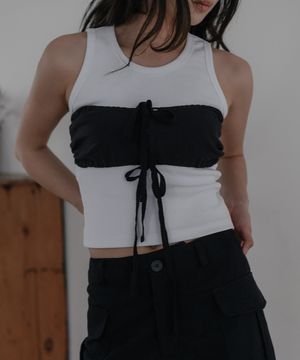 타이 버튼 레이어드 탑_블랙