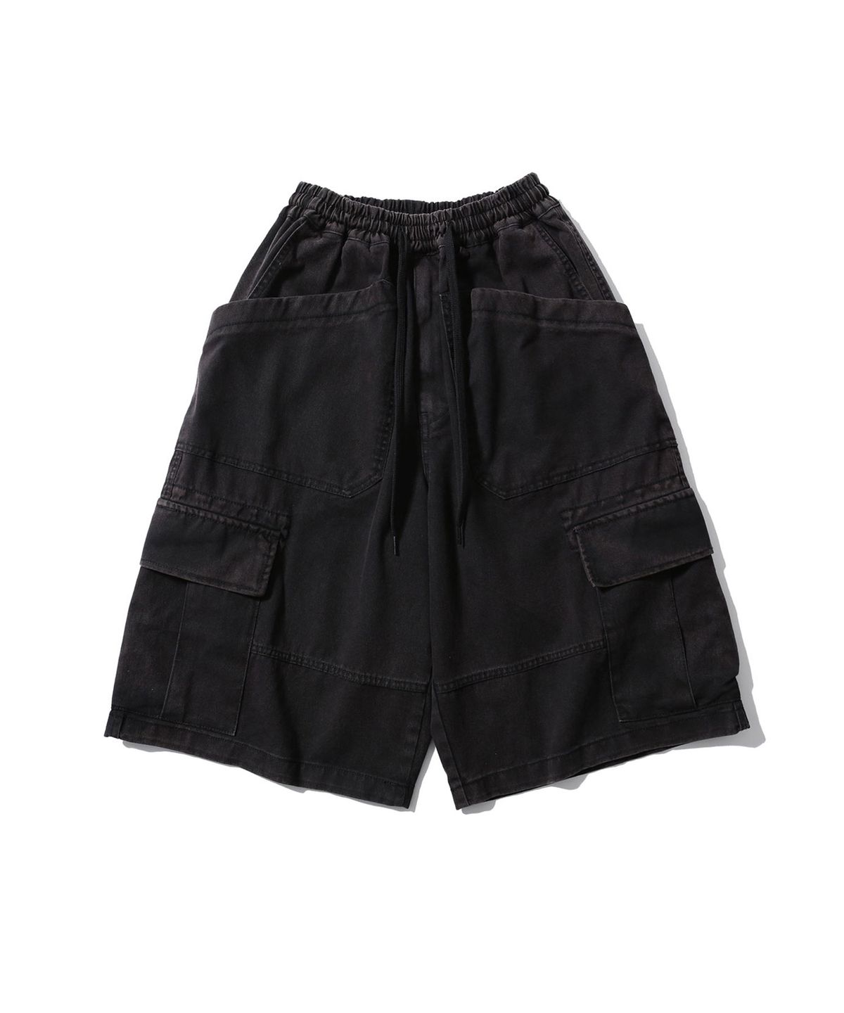 공백(GONGBAEK) Wide Bermuda Cargo Pants_Fade Black