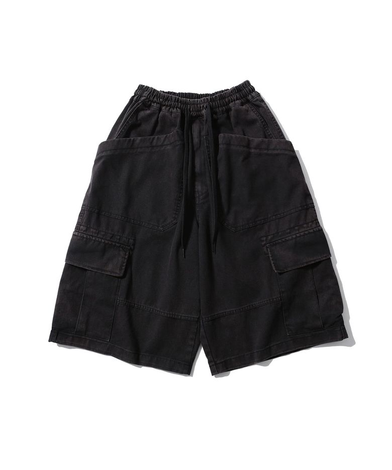 Wide Bermuda Cargo Pants_Fade Black