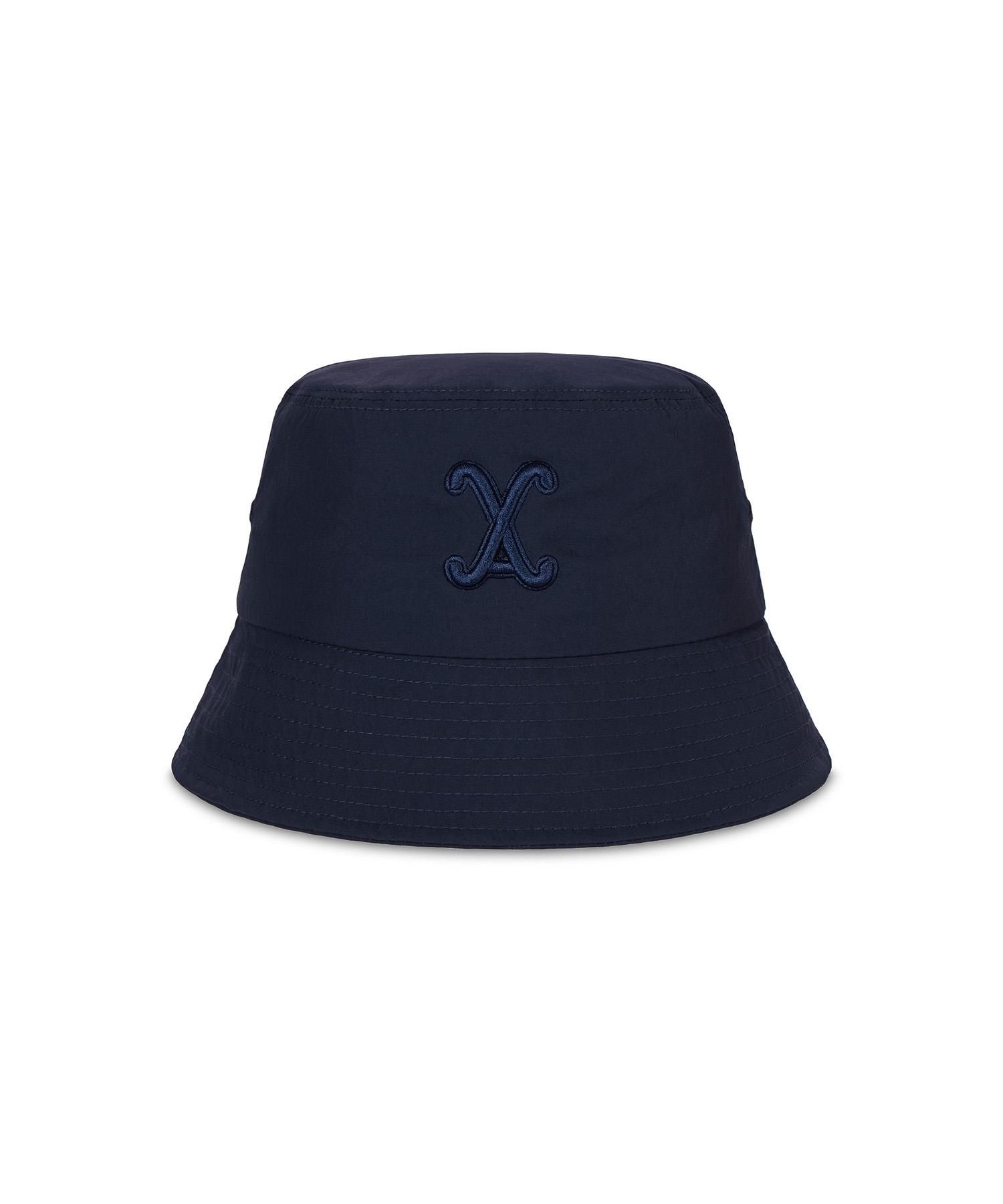 MUSINSA | VARZAR VA Curved Logo Nylon Bucket Hat Navy