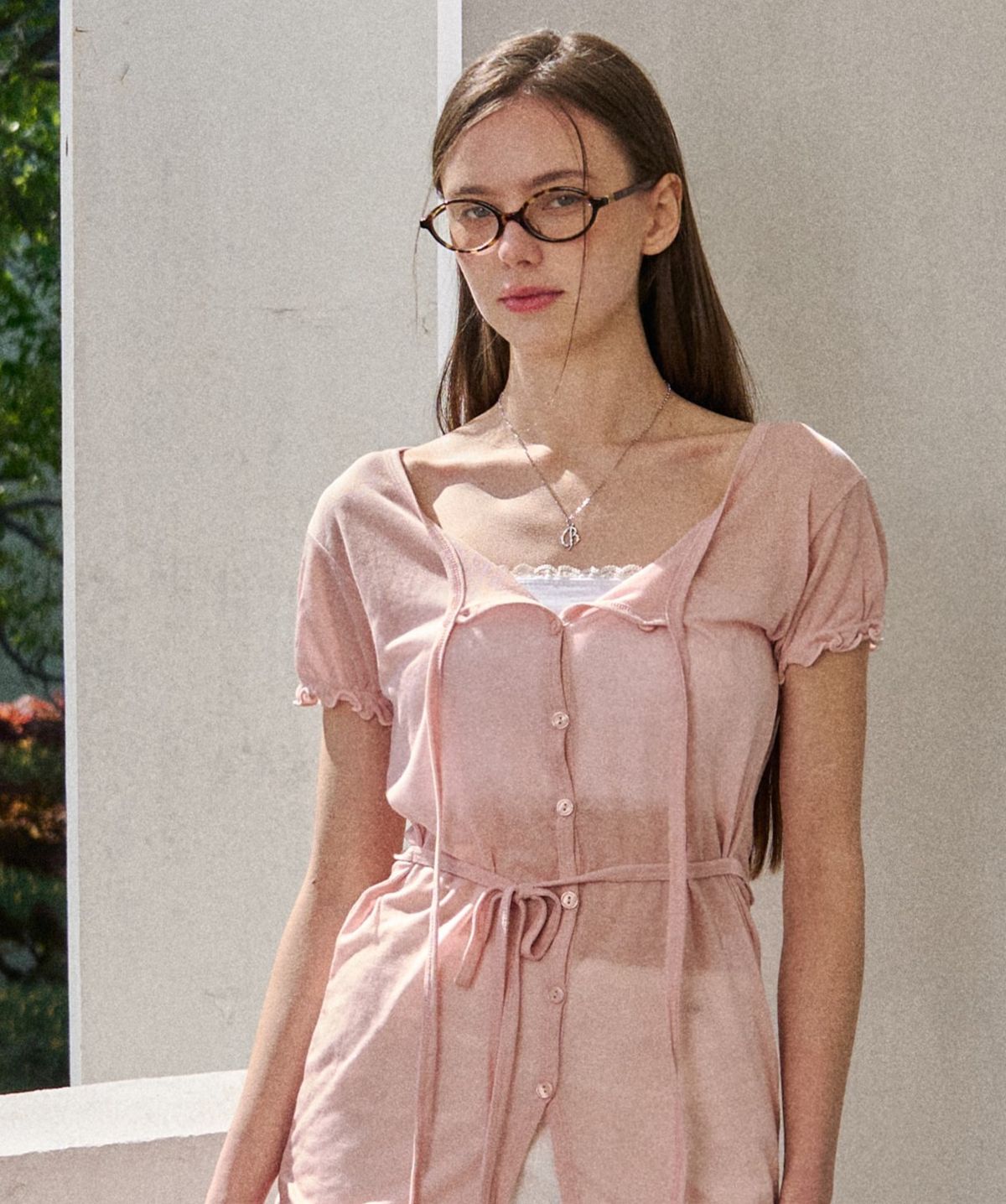 벨리아르(BELLIALEU) DOUBLE STRAP CARDIGAN-PINK
