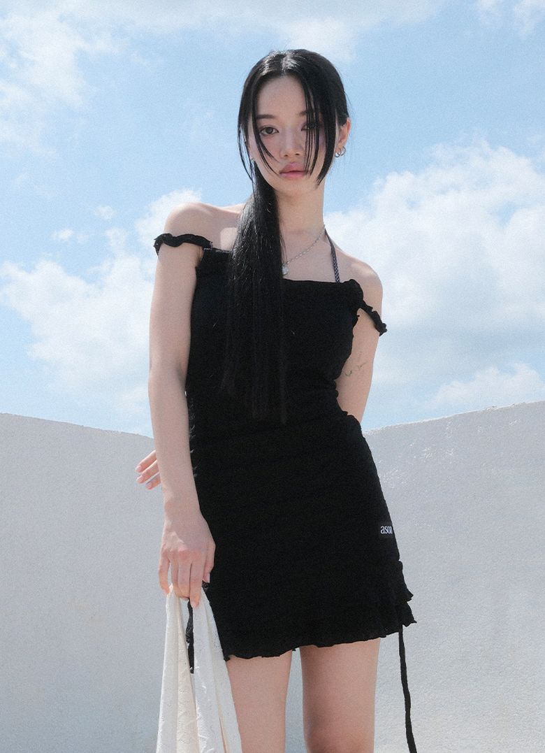 BLOSSOM MINI DRESS / BLACK