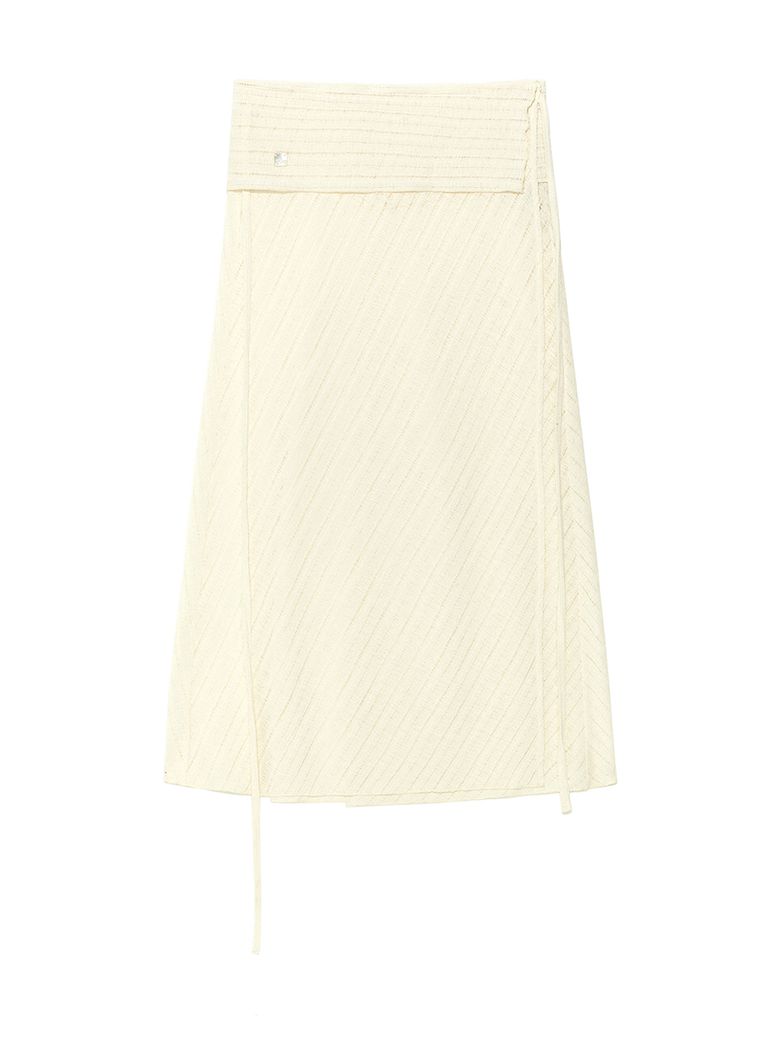 FOLDOVER LAYERED MAXI WRAP SKIRT IN IVORY