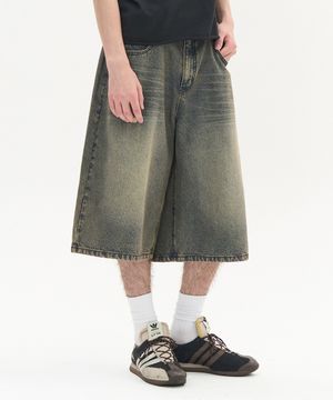 워시드 버뮤다 데님 팬츠 (SAND INDIGO)