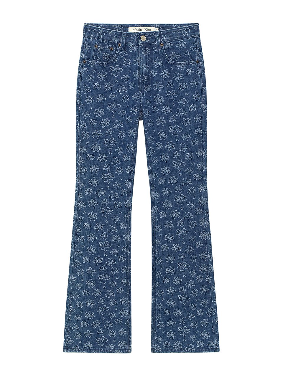 デニム・ジーパン [MATINKIM]flower printed denim pants in light blue FLOWER PRINTED DENIM PANTS IN LIGHT BLUE – Matin Kim