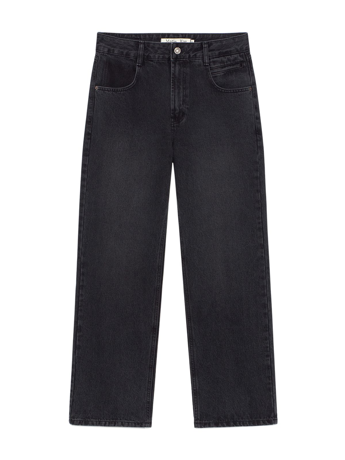 마뗑킴(MATIN KIM) POCKET WASHED POINT DENIM PANTS IN BLACK