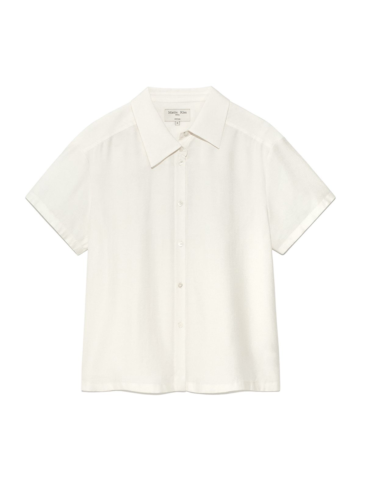 마뗑킴(MATIN KIM) UNBALANCE COLLAR HALF SHIRT IN IVORY