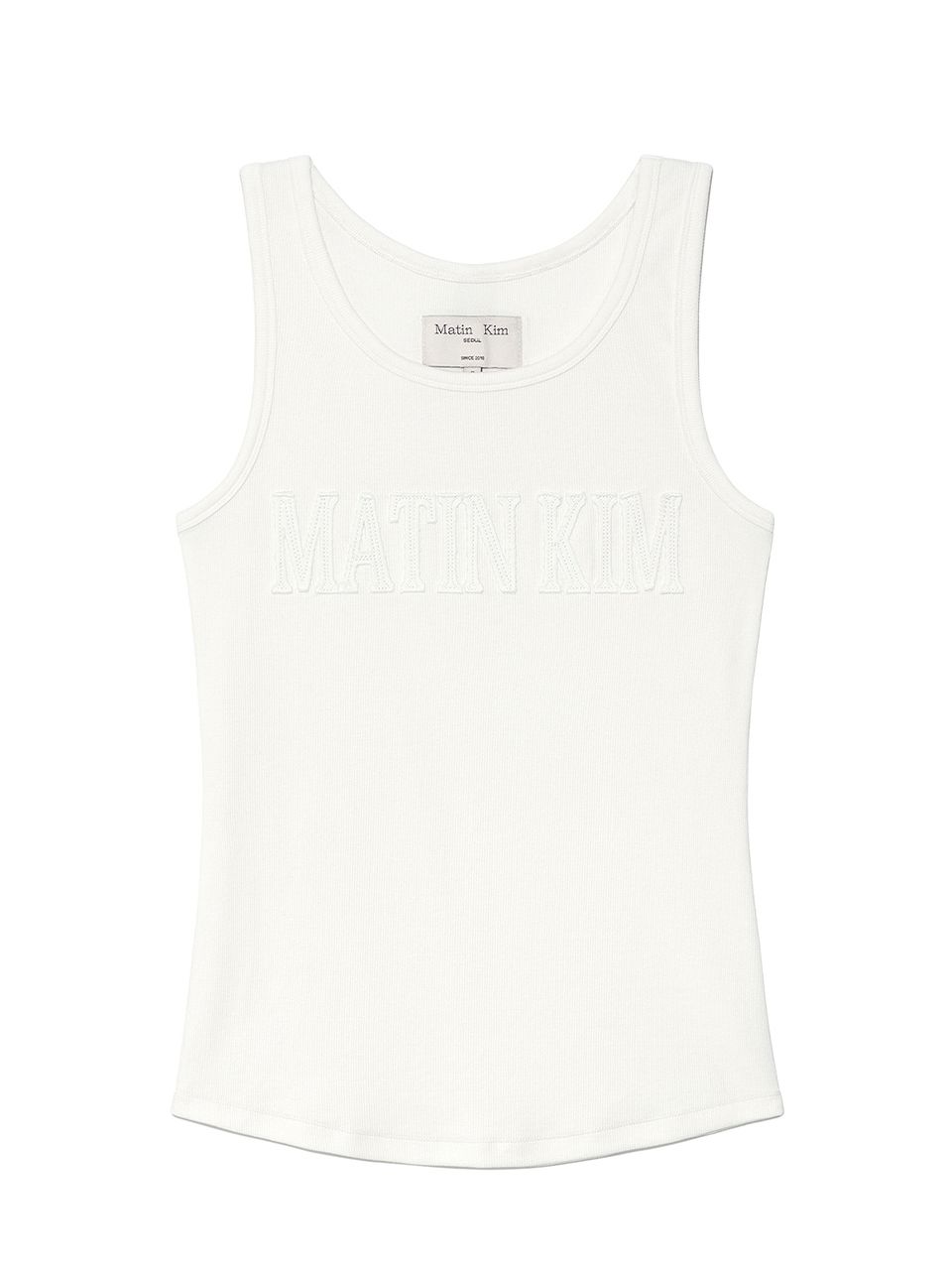 ★Matin Kim★LOGO APPLIQUE SLIM TANK TOP MUSINSA | MATIN KIM LOGO APPLIQUE SLIM TANK TOP IN WHITE