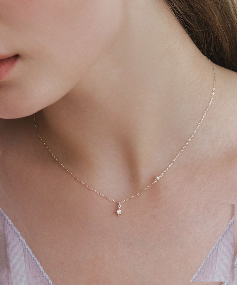[silver925] dazzle star pearl necklace