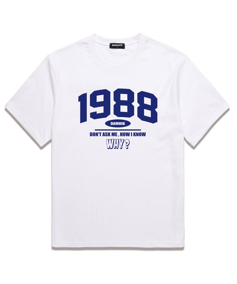 [F/W신상할인] 1988 WHY 오버핏 반팔 티셔츠 (BS024) 화이트/블루