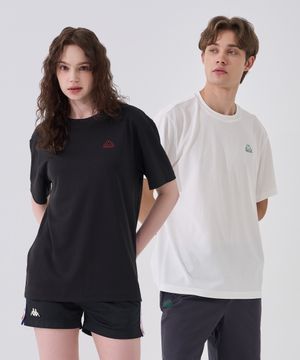 [2PACK] 메쉬솔리드 미니로고 반팔티셔츠 블랙+화이트