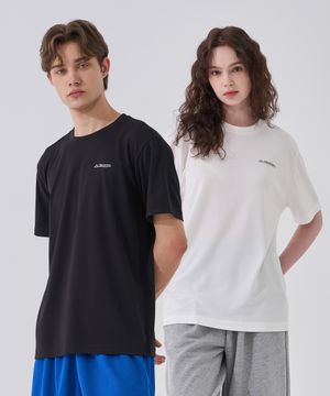 [2PACK] 메쉬솔리드 로고 반팔티셔츠 블랙+화이트