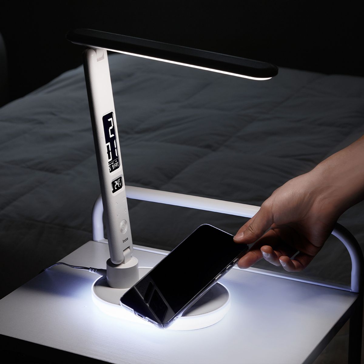 아이노트(INOTE) 무드등 LED 스탠드 조명 알람 시계 핸드폰 무선 충전기